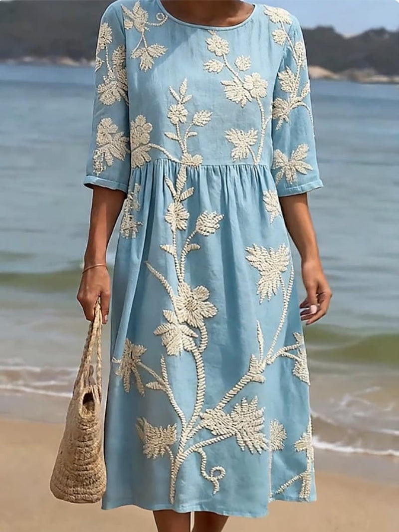 RACHEL | Abito midi con ricami floreali 1