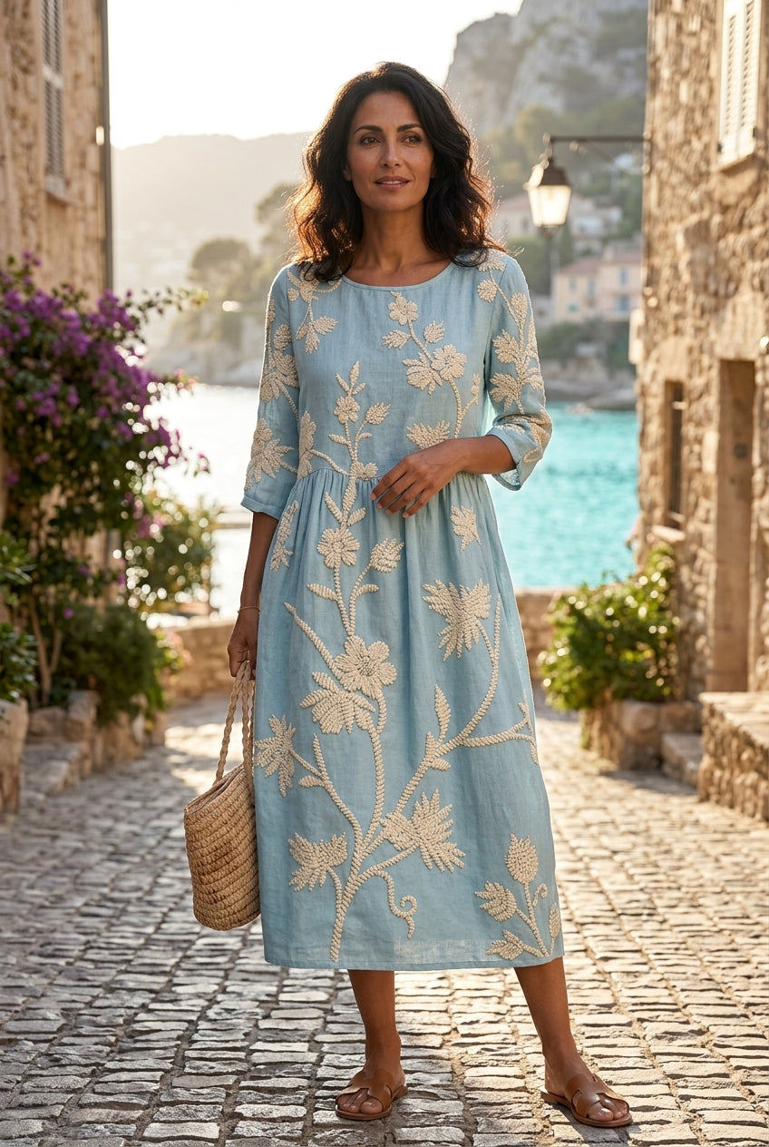 RACHEL | Abito midi con ricami floreali 6