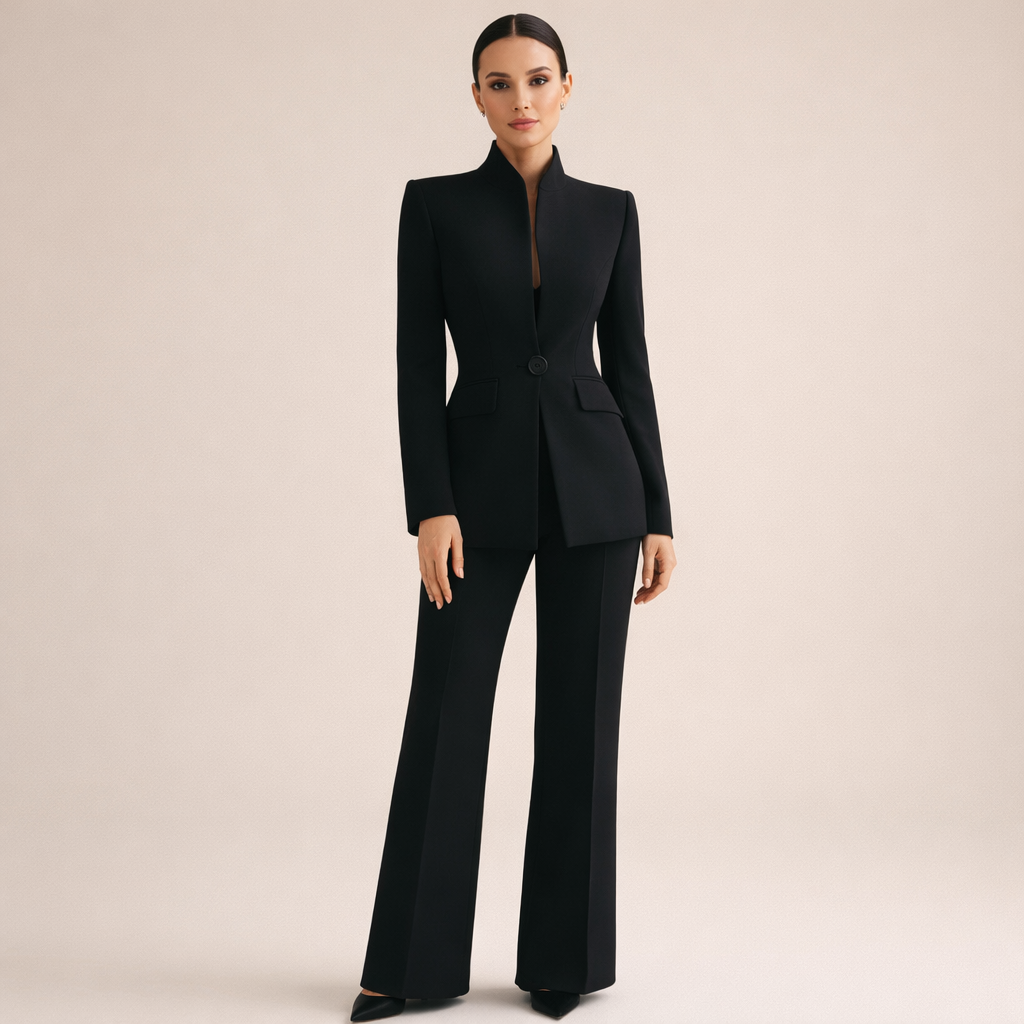 SOFIA | Completo elegante con giacca senza colletto 0