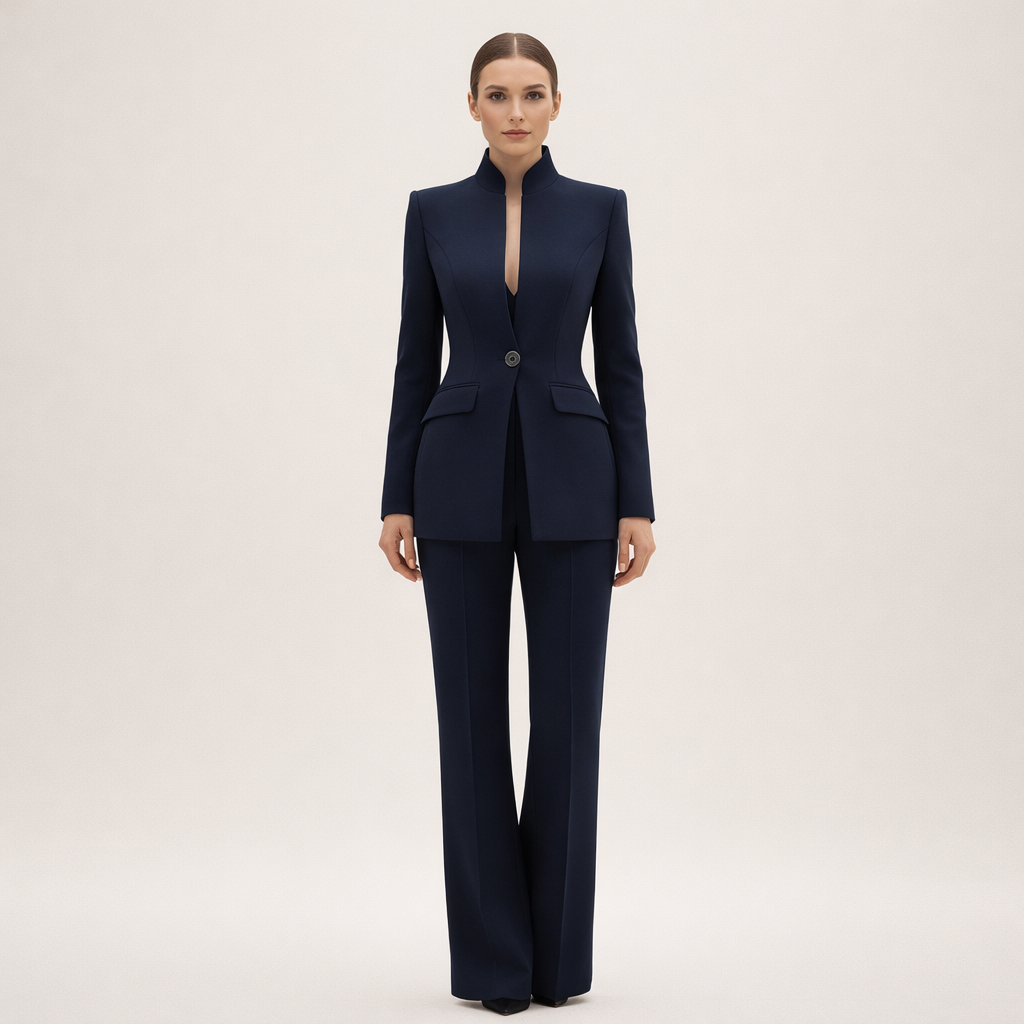 SOFIA | Completo elegante con giacca senza colletto 1