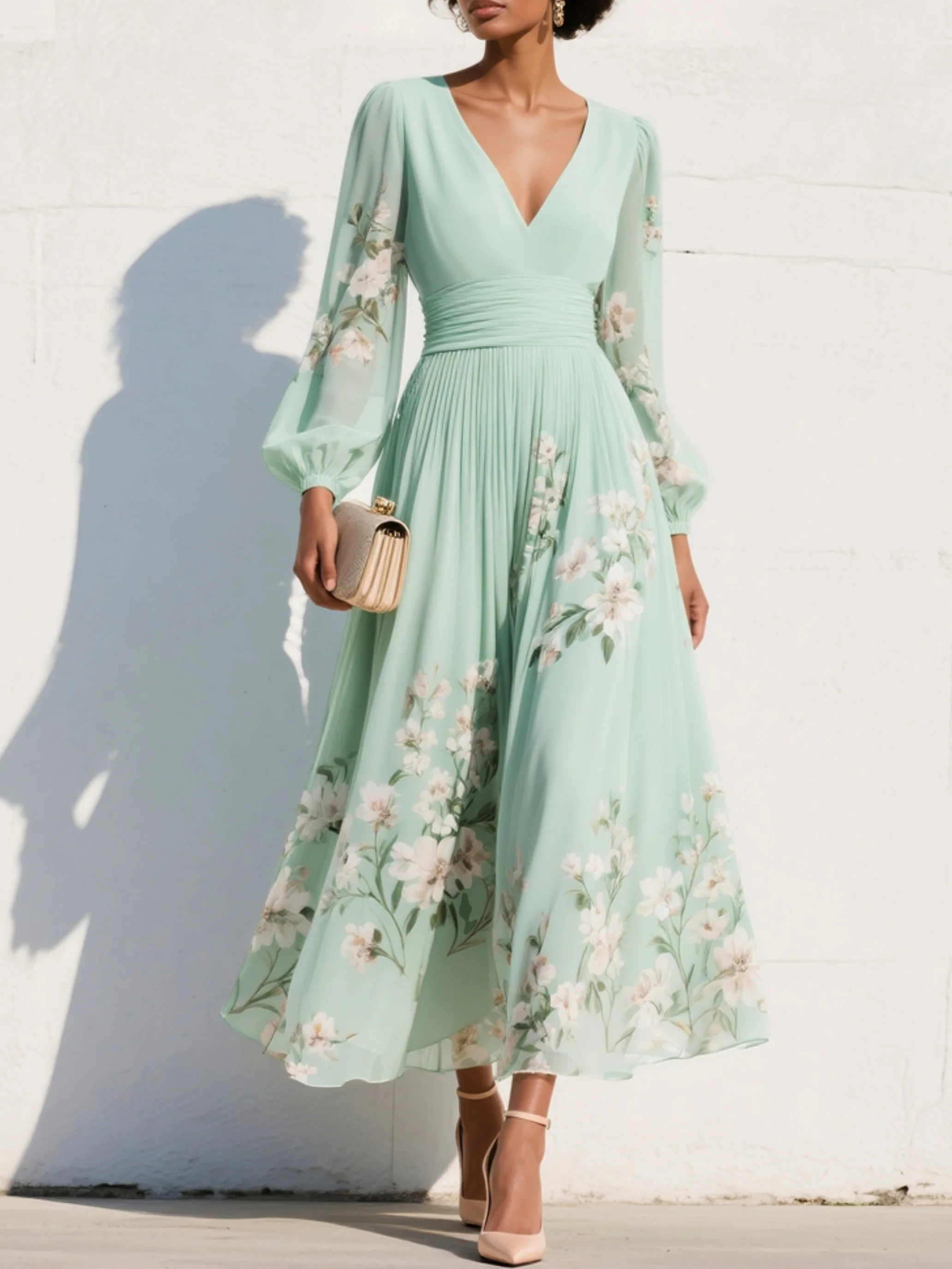 AURELIA | Abito midi con scollo a V 0