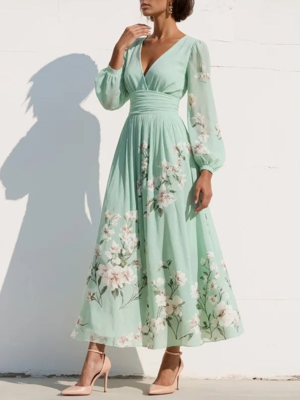 AURELIA | Abito midi con scollo a V 1