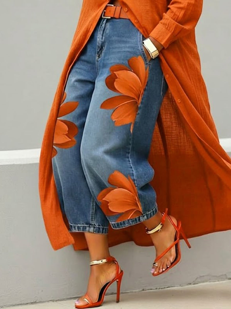 AURORA | Jeans con stampa artistica 0