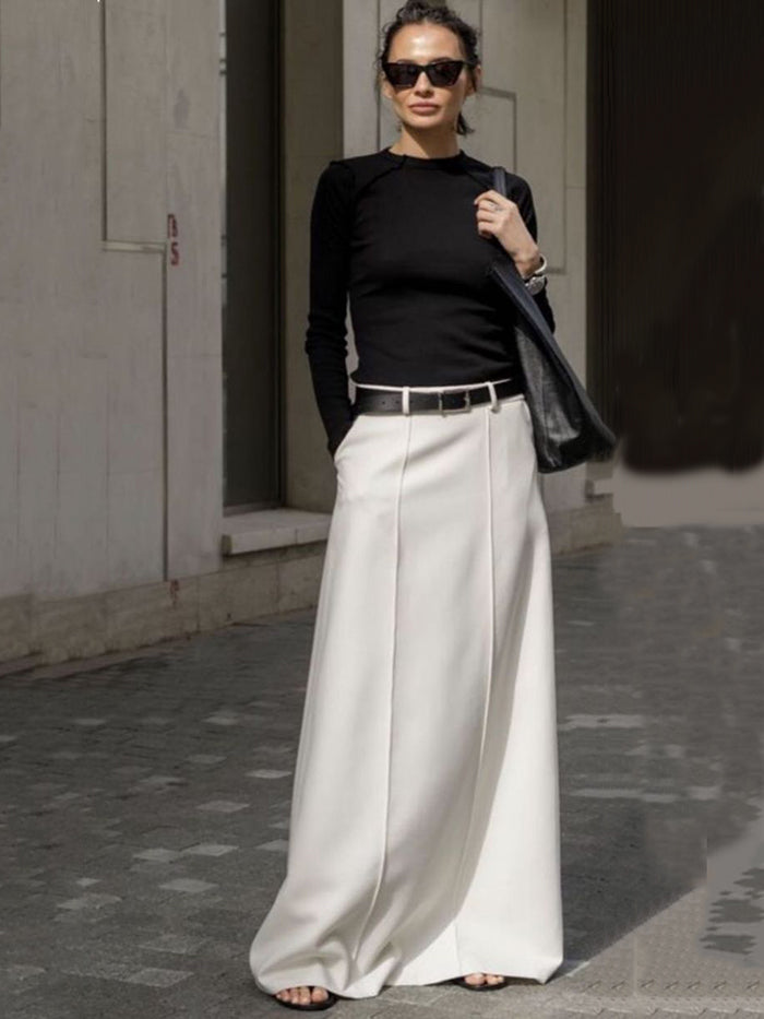 GINEVRA | Gonna H-Line con tinta unita 8