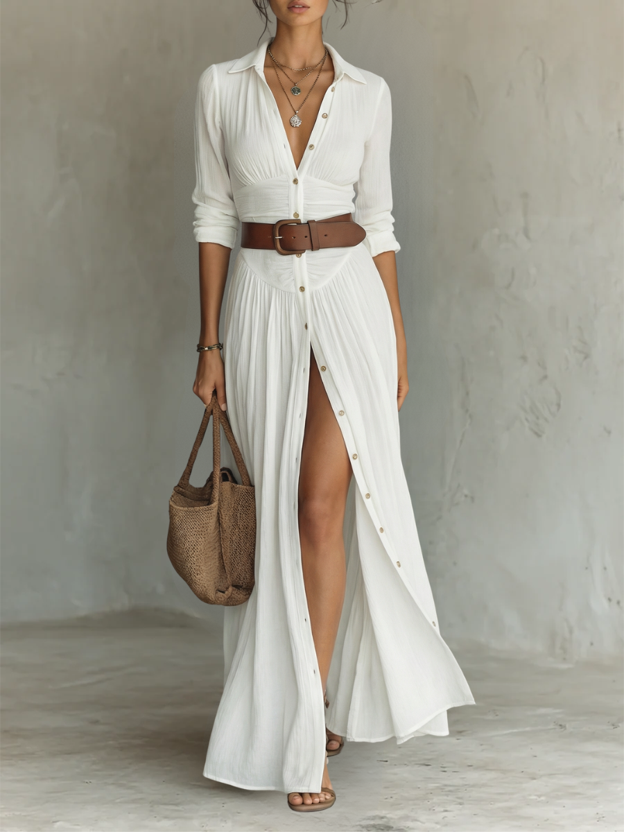 GIULIA | Abito maxi con colletto 0
