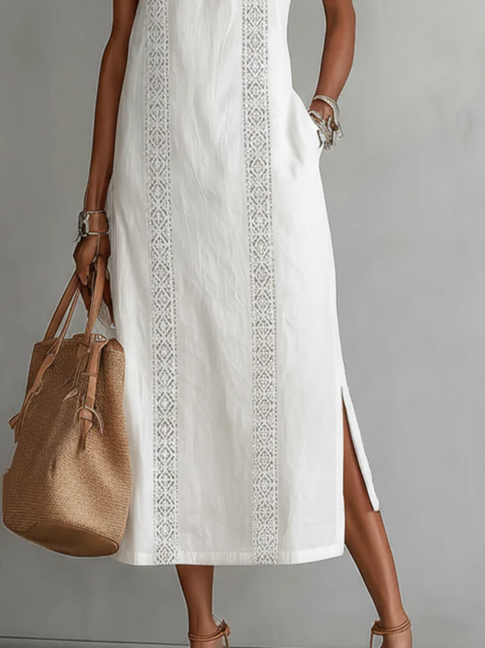 JIMENA | Abito midi con colletto mao 1