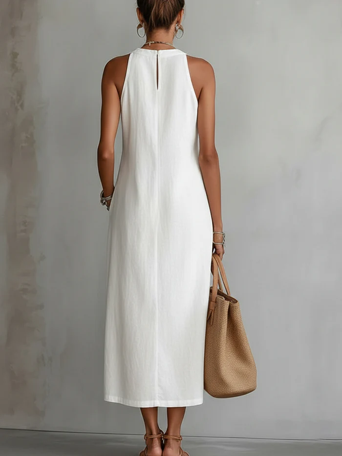JIMENA | Abito midi con colletto mao 2