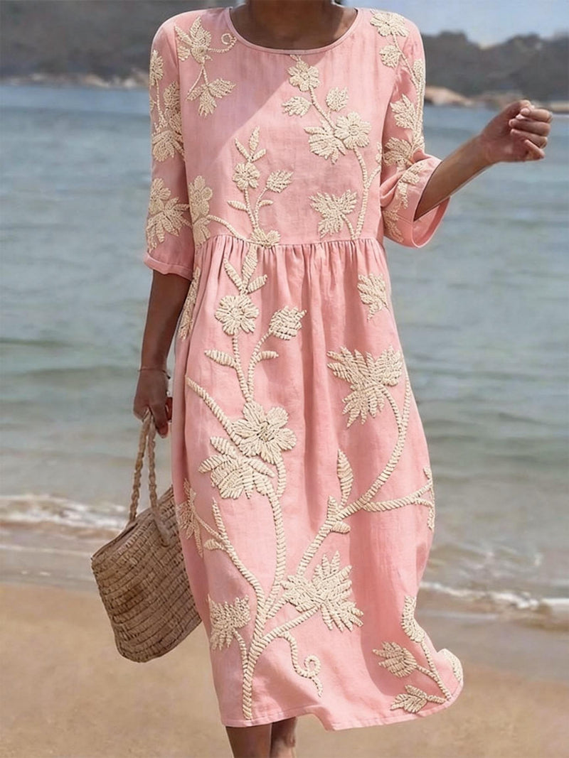 RACHEL | Abito midi con ricami floreali 2