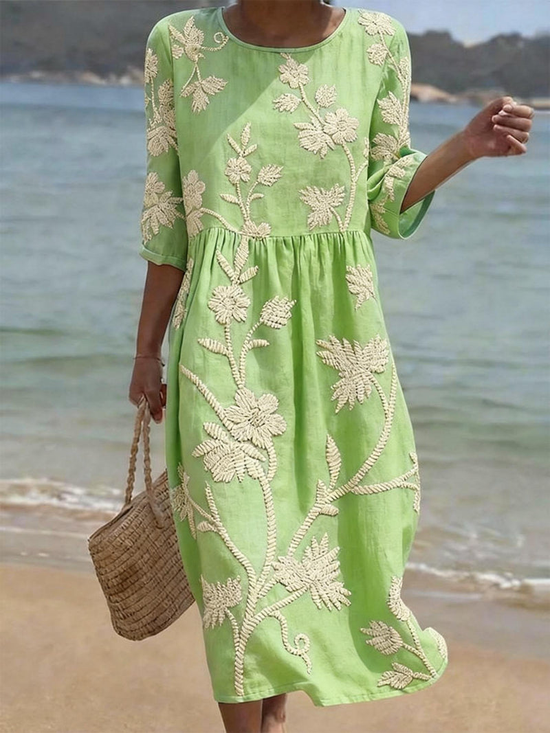 RACHEL | Abito midi con ricami floreali 3