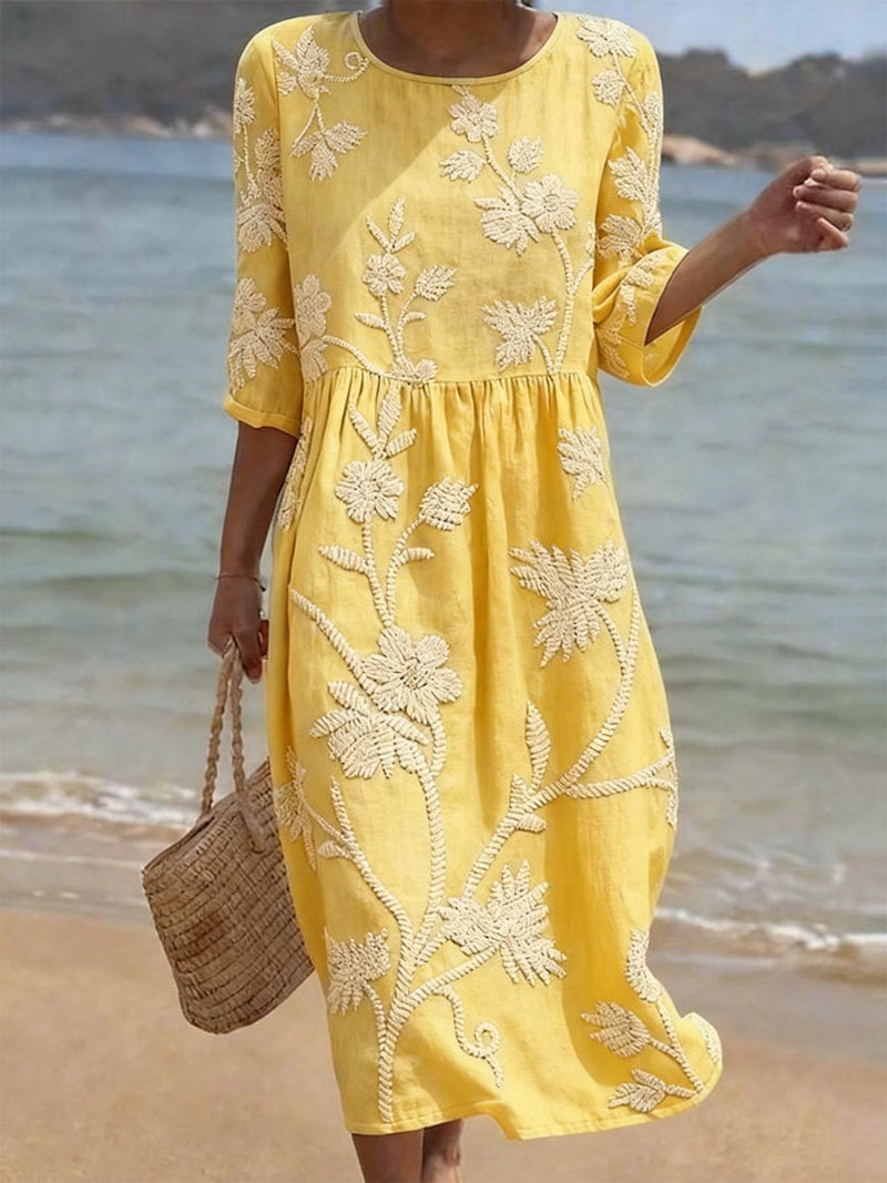 RACHEL | Abito midi con ricami floreali 4