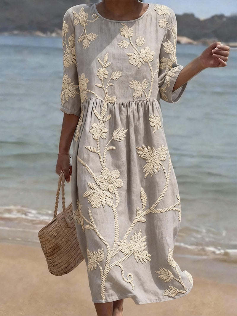RACHEL | Abito midi con ricami floreali 5