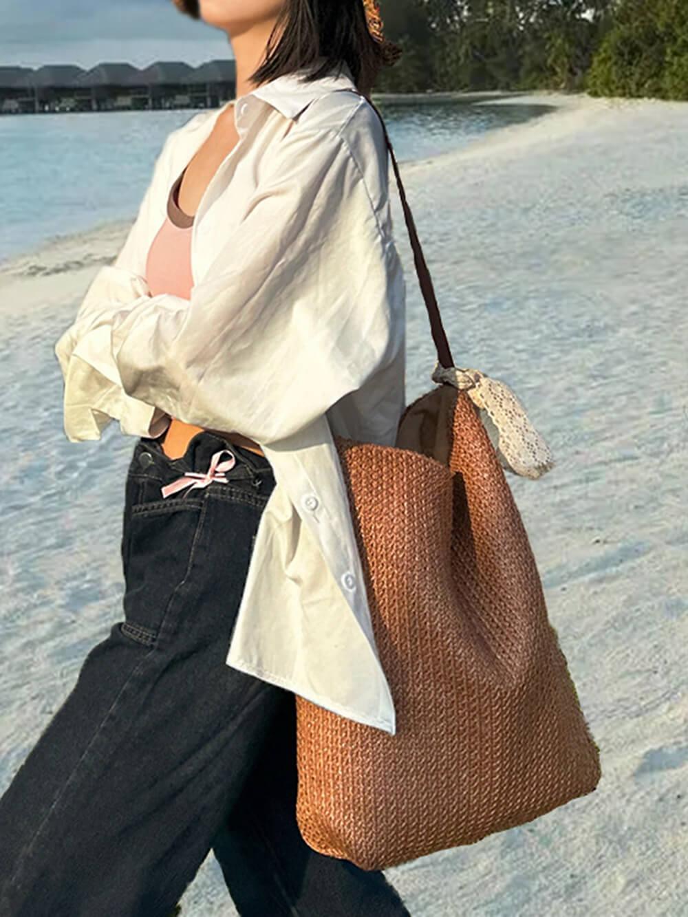 VACATION LAZY | Borsa Tote in Paglia Spaziosa 1
