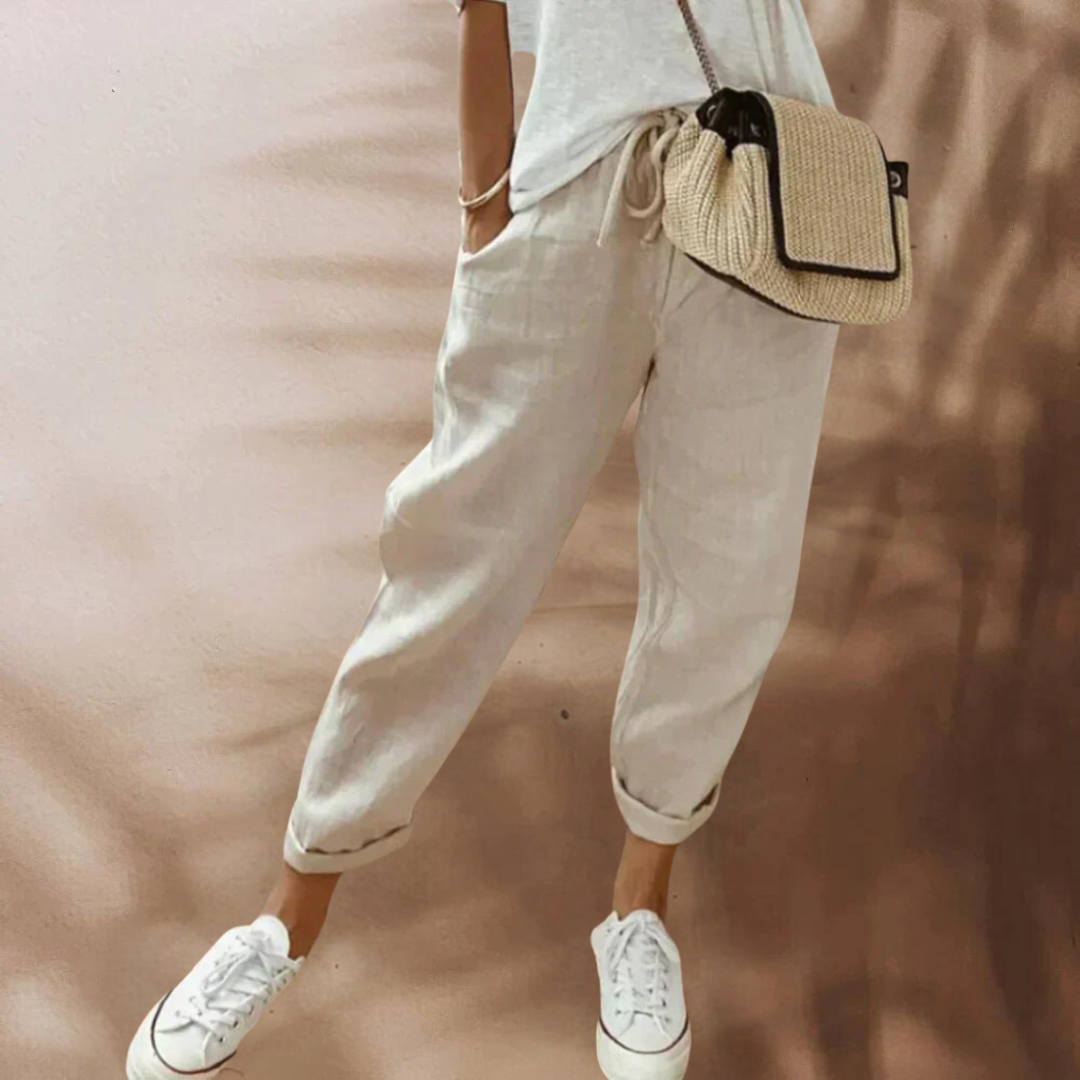VALERIA | Pantaloni leggeri in lino 0
